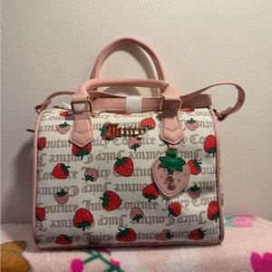 Juicy Couture Red and pecan strawberries Satchel NWT